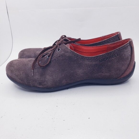 Merrell Rosella Coffee Bean Brown Suede Leather Oxford Shoes Women's Size 7 - Picture 4 of 12